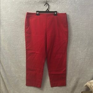 Talbots Red Cropped Ankle Pants with a Pique Design